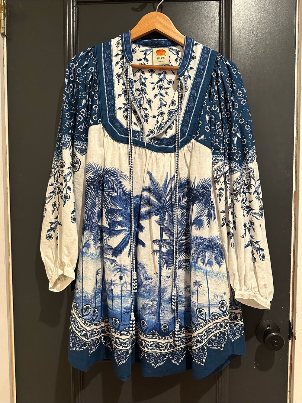 FARM Rio Blue & White Tropical Print Tunic